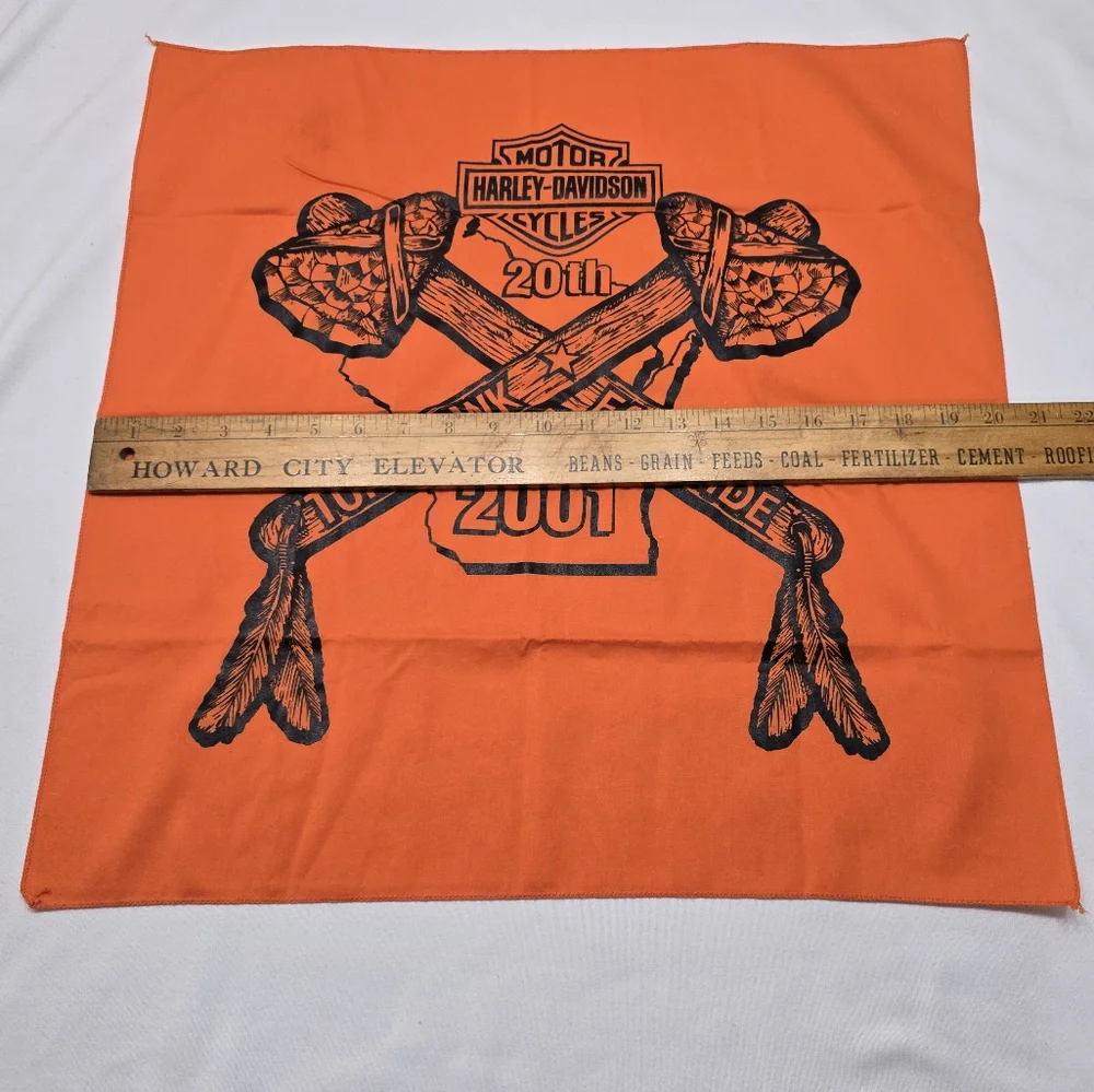 Vintage Y2K 2001 Harley-Davidson Tomahawk Fall Ride Orange Bandana